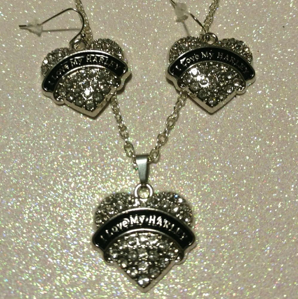 I love my Harley rhinestone necklace and earrings